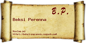Beksi Perenna névjegykártya